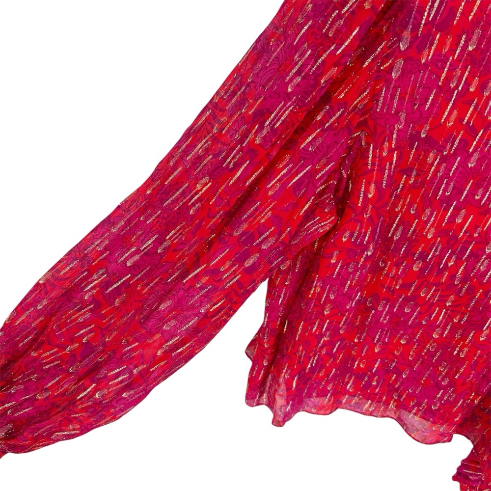 Lilly Pulitzer Alfreda Long Sleeve Top in Amaryllis Red Secret Hideaway Size 16 - Picture 6 of 13